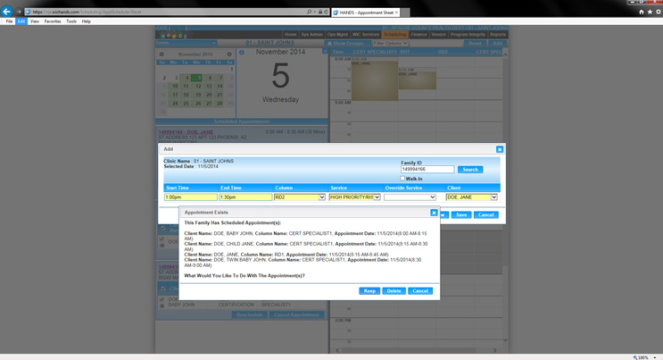 Appointment Scheduler with Duplicate Appointment